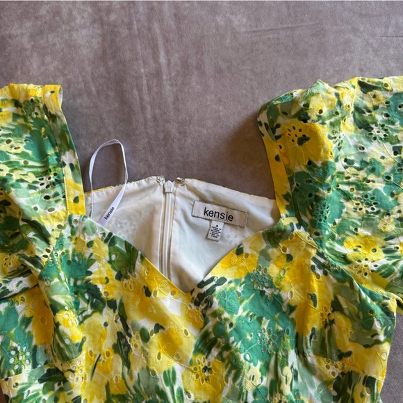 Kensie Yellow and Green Ruffled Smocked Sundress - Picture 7 of 9